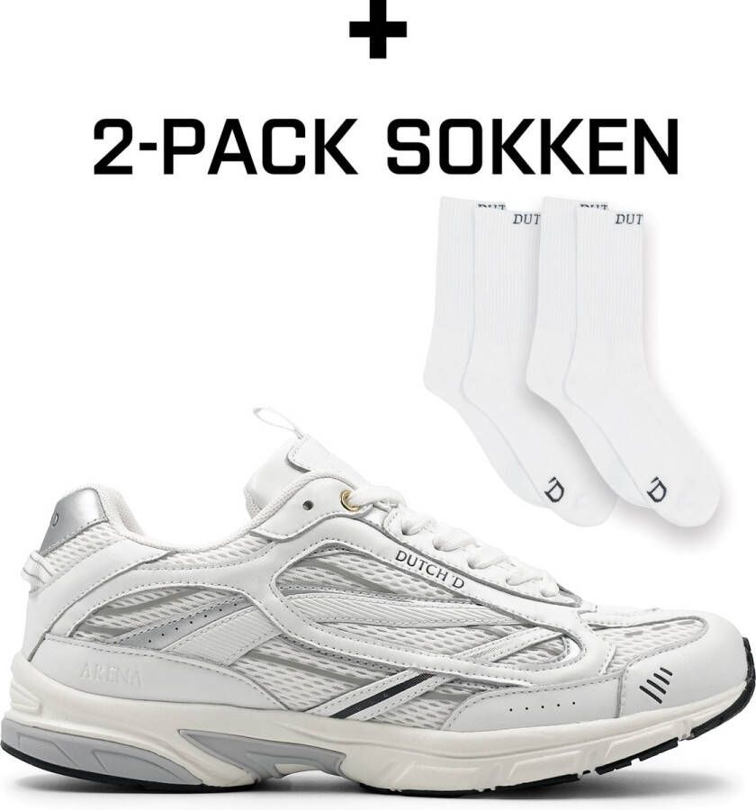 DUTCH'D Sneaker + 2 Pack Sokken White Silver Arena