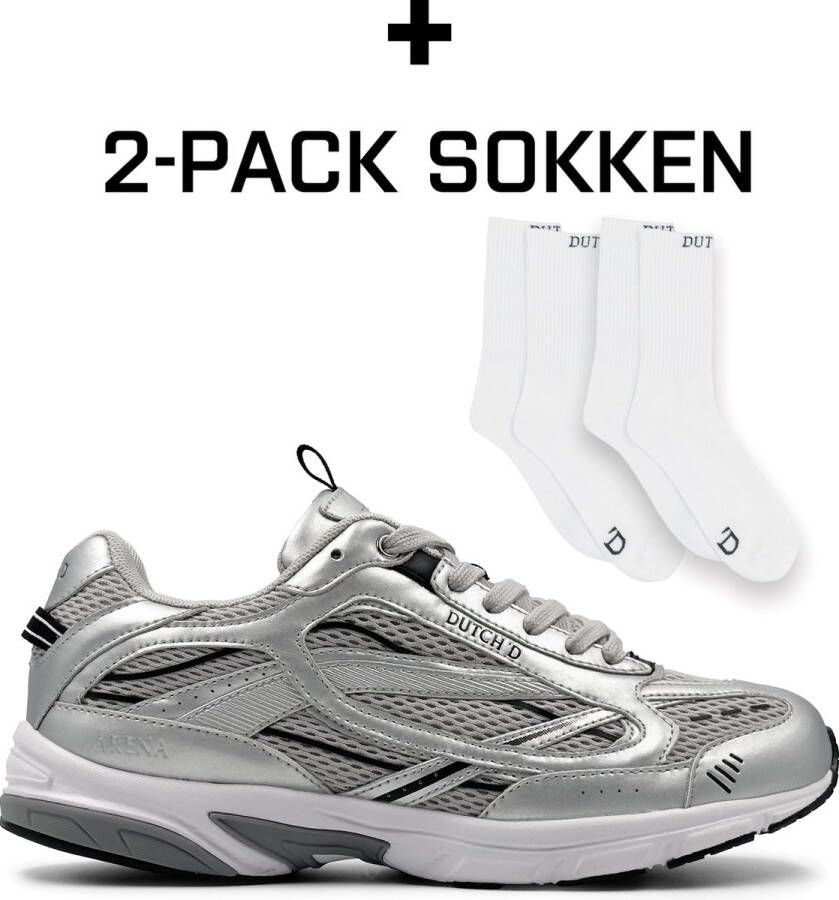 DUTCH'D Sneaker + Gratis 2 paar sokken Silver Arena