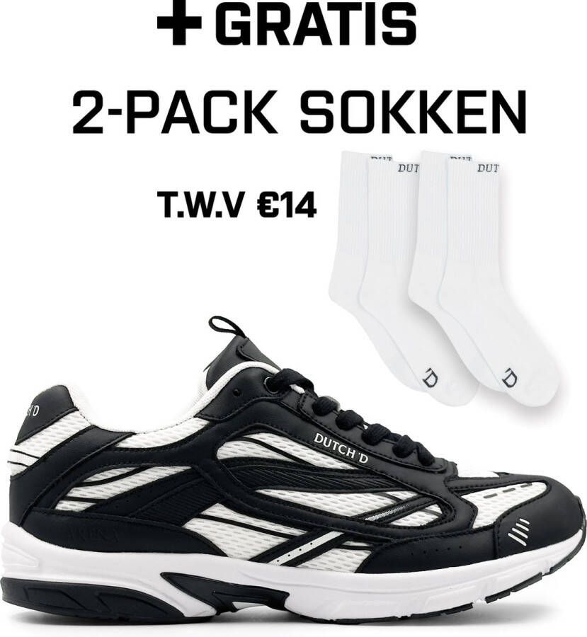 DUTCH'D Sneaker + Gratis 2 paar sokken White Black Arena