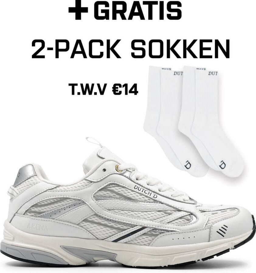 DUTCH'D Sneaker + Gratis 2 paar sokken White Silver Arena