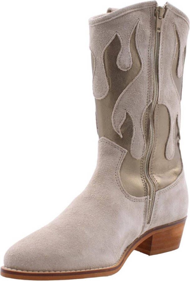 Dwrs Schelvis Cowboy Laarzen Modieus en Functioneel Beige Dames