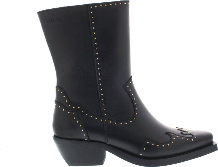 Dwrs Westernlaarzen met gouden studs Black Dames