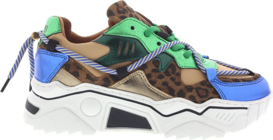 Dwrs Dames Sneakers Jupiter Leopard Green blue Groen