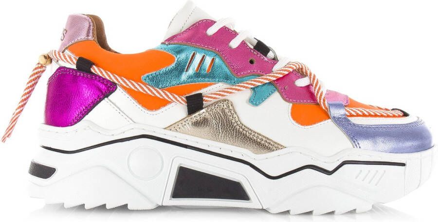 DWRS LABEL Jupiter Orange Multi Oranje Leer Lage sneakers Dames