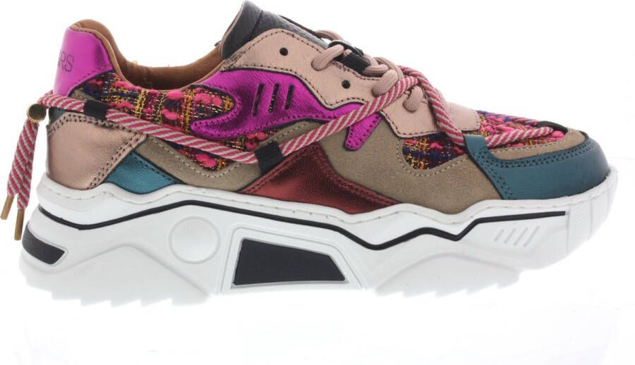 DWRS LABEL DWRS Jupiter tweed beige fuchsia Beige Leer Lage sneakers Dames - Foto 2