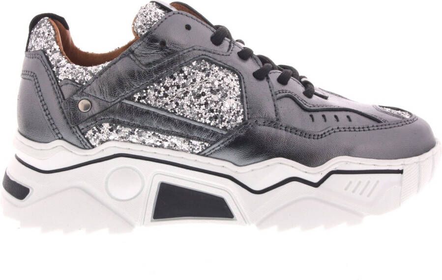 DWRS LABEL Pluto Glitter Dark Silver Zilver Leer Lage sneakers Dames - Foto 1