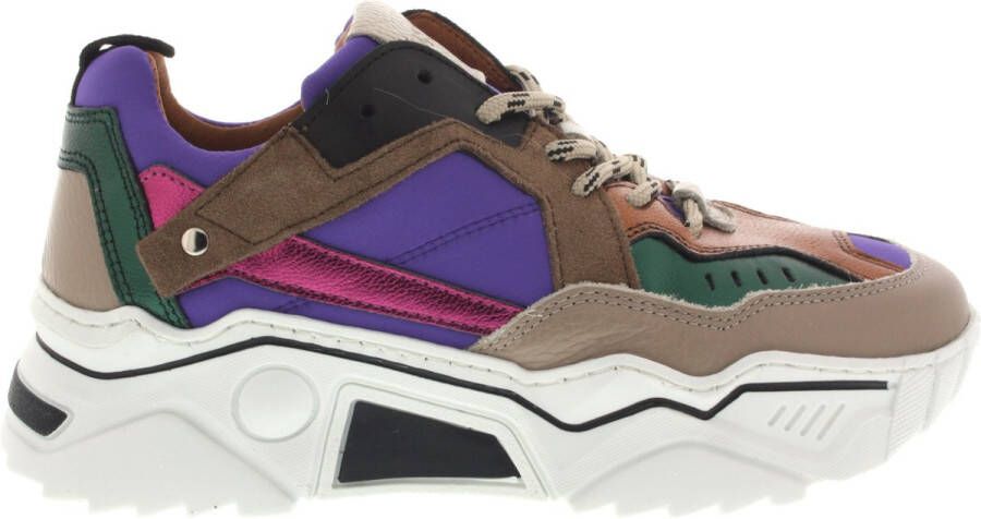 DWRS LABEL Pluto Purple Beige Paars Leer Lage sneakers Dames