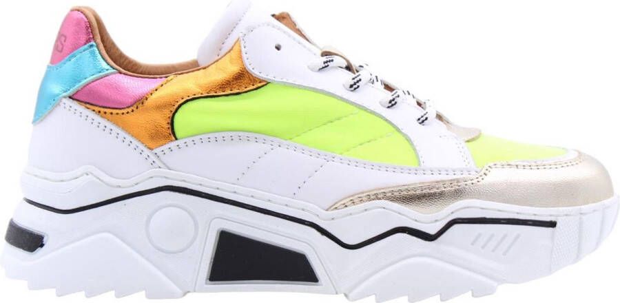 Dwrs Dames Sneakers VENUS Neon White Neon Yellow