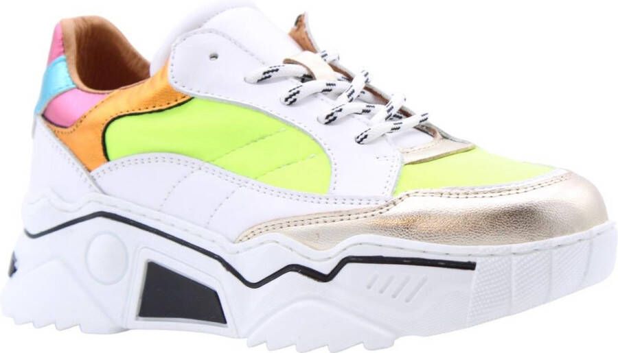 Dwrs Dames Sneakers VENUS Neon White Neon Yellow