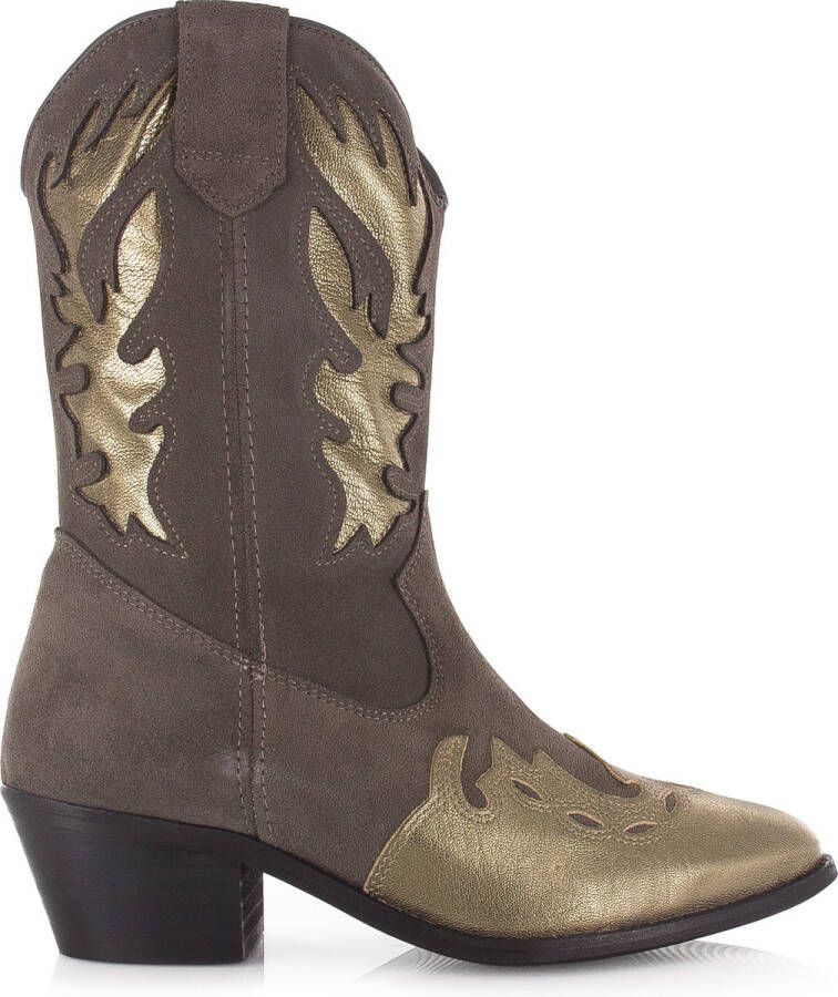 DWRS LABEL DWRS Bella Elefante Smoke Grijs Suede Cowboy laarzen Dames