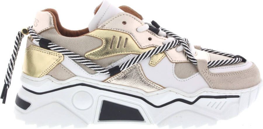 DWRS LABEL DWRS Jupiter denim sand champagne Beige Leer Lage sneakers Dames