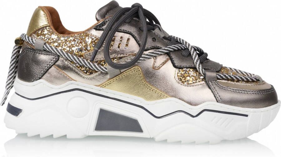 DWRS LABEL DWRS JUPITER glitter Silver Champagne Dames Sneaker J5554