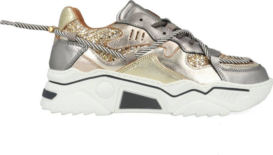 DWRS LABEL DWRS JUPITER glitter Silver Champagne Dames Sneaker J5554