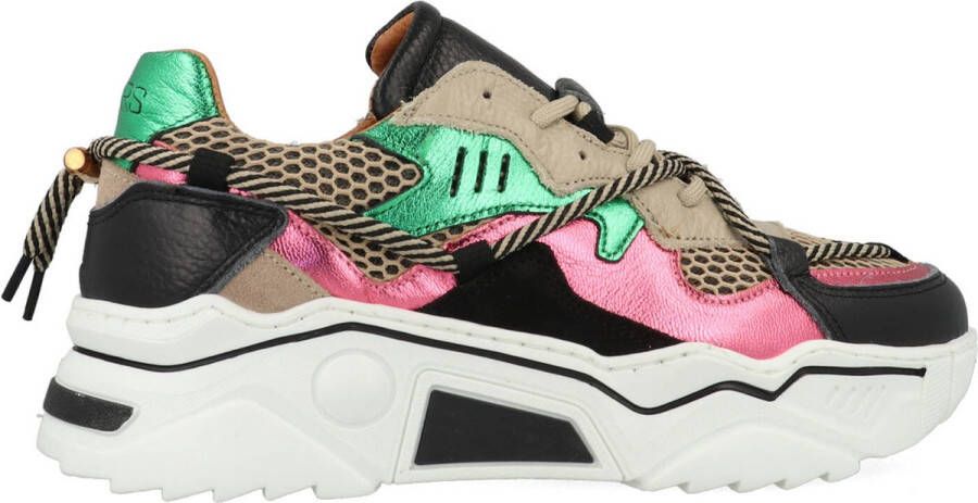 DWRS LABEL Jupiter Beige Green Pink Beige Leer Lage sneakers Dames