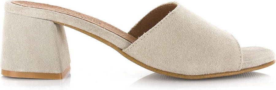 DWRS LABEL Marbella sand | suède hakken Beige Suede Sandalen met hak Dames