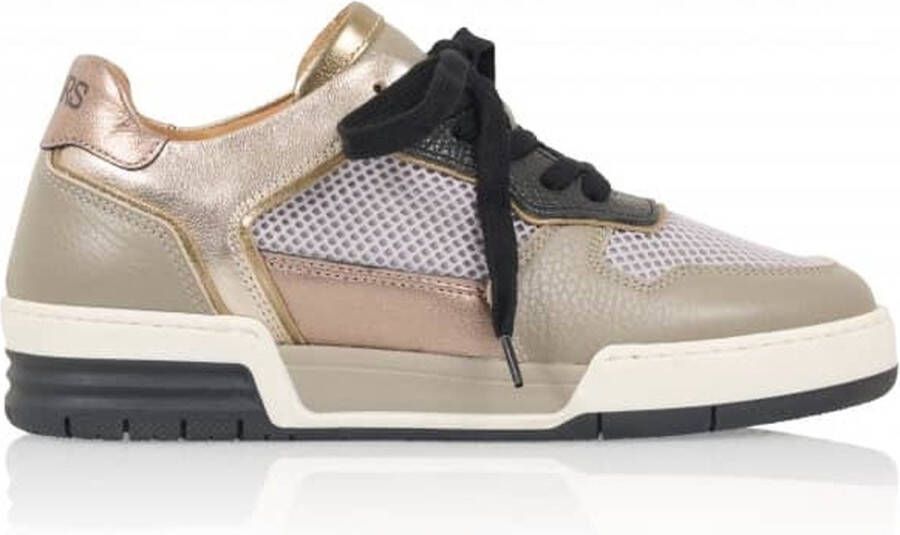 Dwrs Taupe Rugby Sneaker Metallic Mesh Leer Multicolor Dames