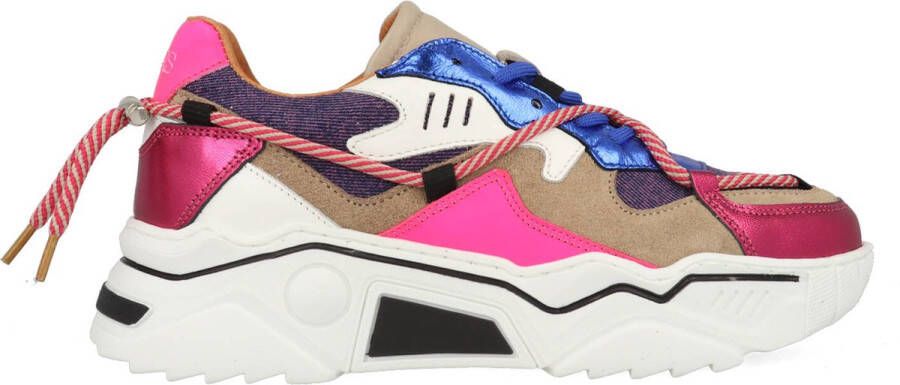 DWRS The label SmileFavorites Dames Sneakers Roze Stof Leer