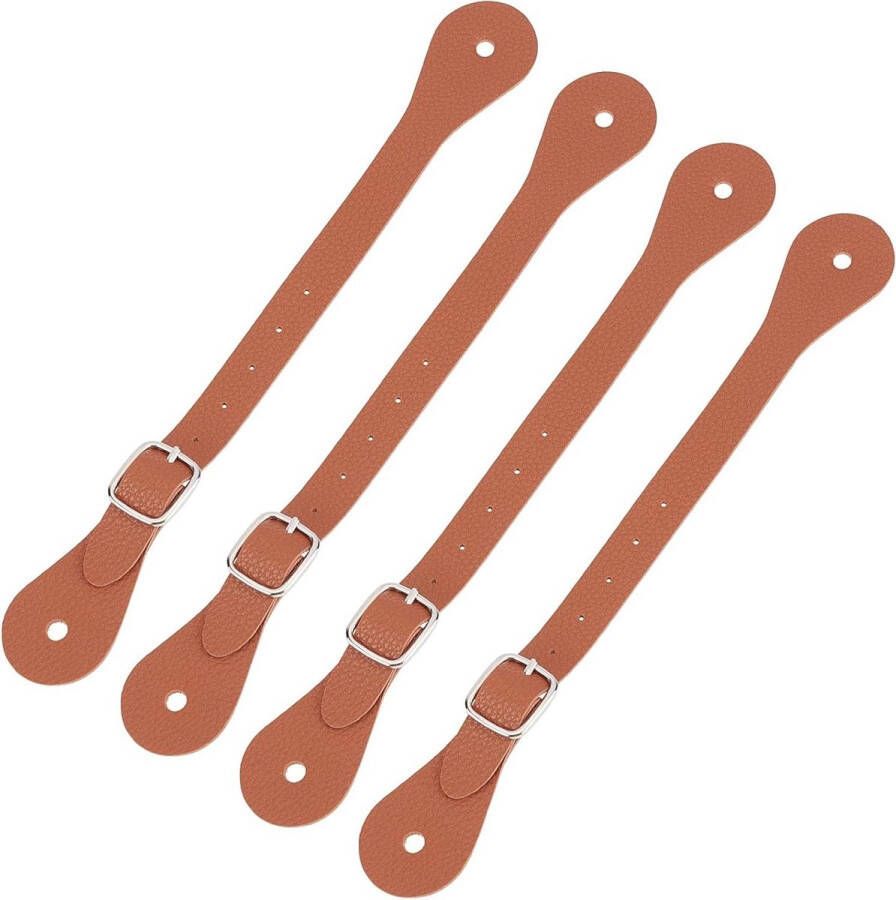 4 Stks Lederen Spur Bandjes Verstelbare Boot Strap Western Single Ply Lederen Horizons Zinklegering Sluiting Paardensport Levert Dij Hoge Laarzen Chocolade