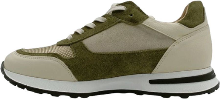 A Brand Footwear Heren Schoenen Heren Sneakers Echt Leer Beige Groen