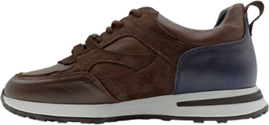 A Brand Footwear Heren Schoenen Heren Sneakers Echt Leer Cognac Bruin