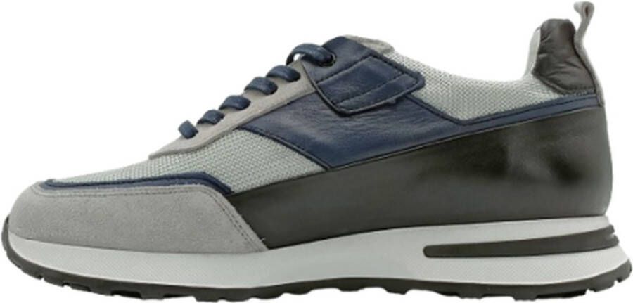 A Brand Footwear Heren Schoenen Heren Sneakers Echt Leer Grijs Blauw