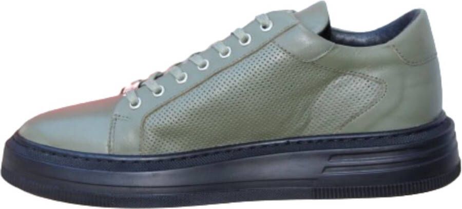 A Brand Footwear Heren Schoenen Heren Sneakers Echt Leer Groen