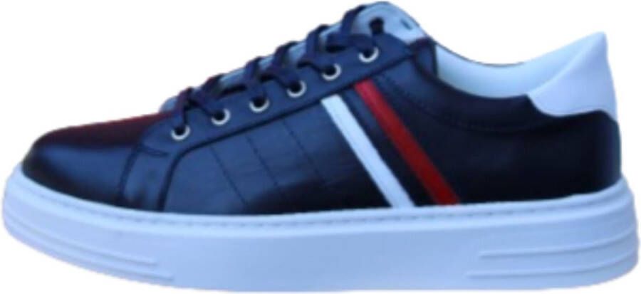 A Brand Footwear Heren Schoenen Heren Sneakers Echt Leer Zwart Rood