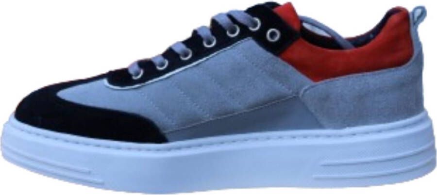 A Brand Footwear Heren Schoenen Heren Sneakers Suède Leer Grijs Rood