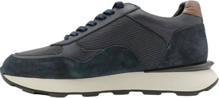 A Brand Footwear Heren Sneakers Echt Leer Denim Blauw