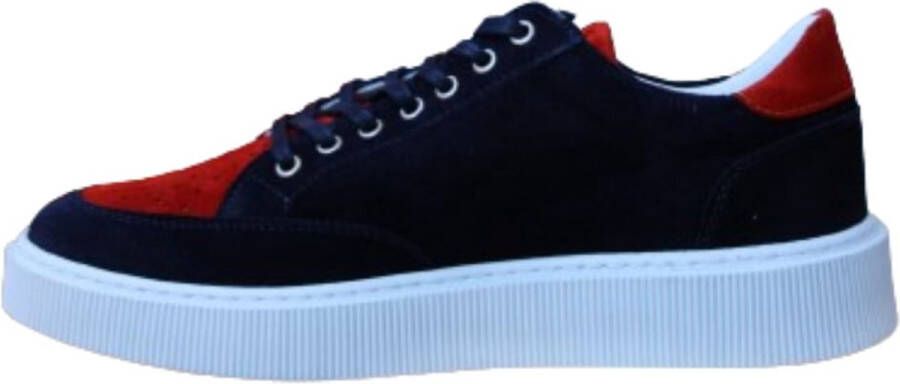 A Brand Footwear Heren Schoenen Heren Sneakers Suède Leer Blauw Rood