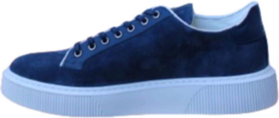 A Brand Footwear Heren Schoenen Heren Sneakers Suède Leer Donker Blauw Wit