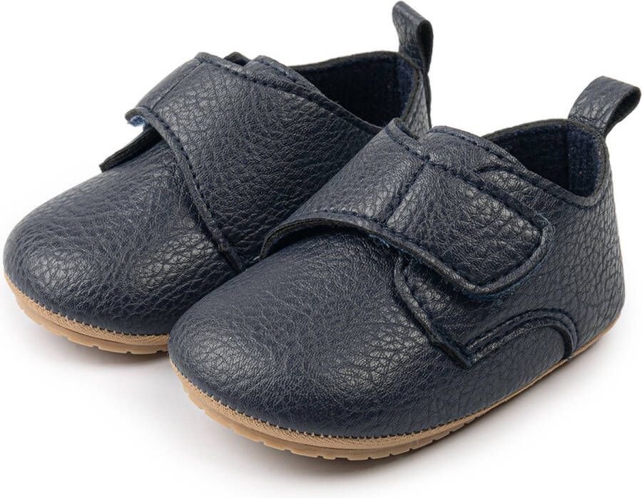 WUNO Baby Schoenen Pasgeboren Babyschoenen met strik Eerste Baby Schoentjes 6-12 maanden Zachte Zool Antislip Baby slofjes 12cm Zwart