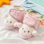 Leuke Cartoon Baby Schattige Schapen Slofjes Comfortabl Baby Meisjes 21 -Zachte Warme Plus Fleece Roze Voor Indoor Wandelen-Herfst - Thumbnail 1