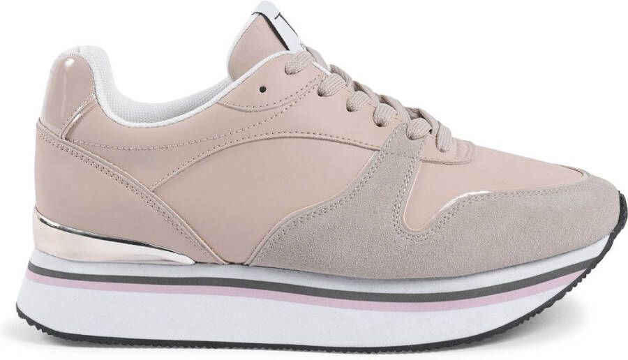 Beige Sneaker Van Synthetisch Leer