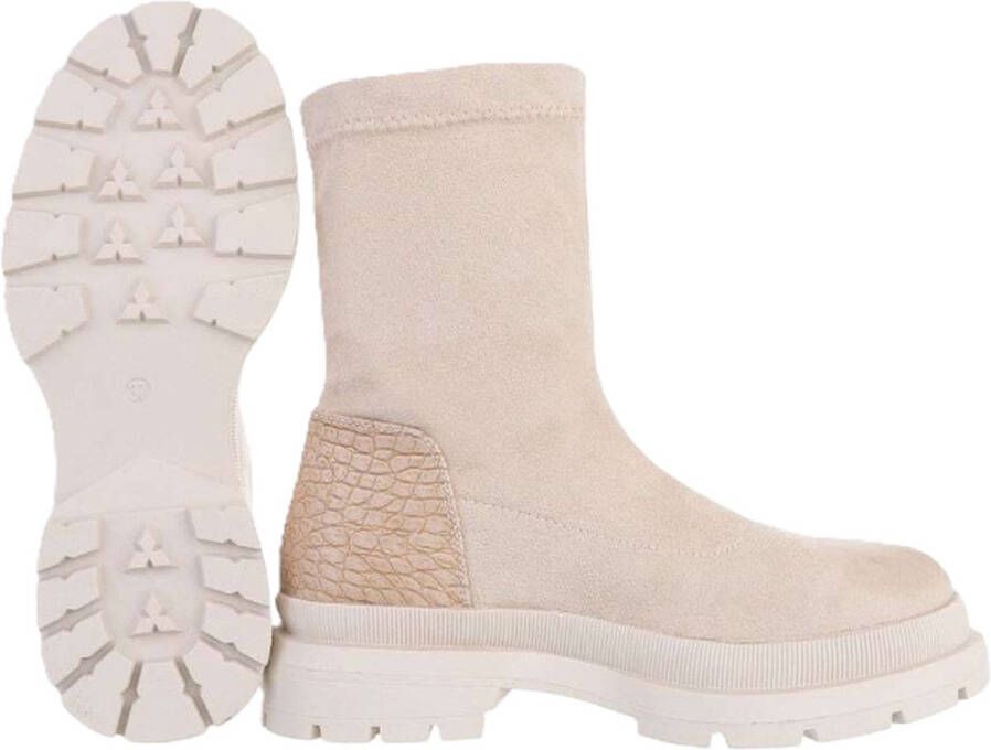 Dilena Fashion Enkellaars Suede met krokodil motief beige