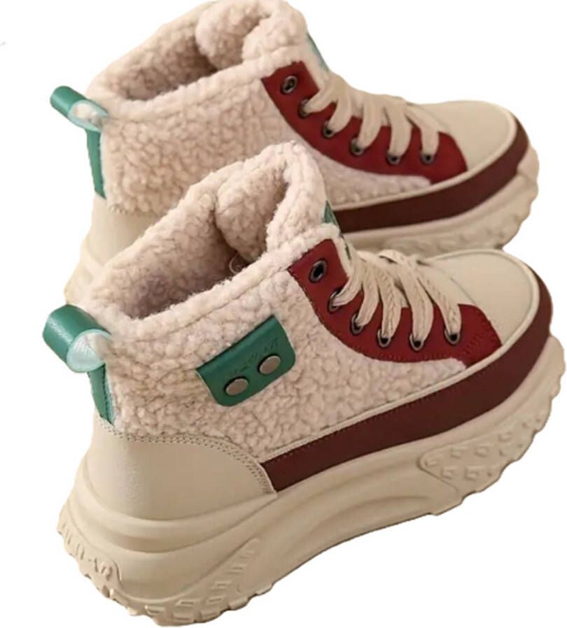 Dilena fashion Hoge Sneakers Teddy rood