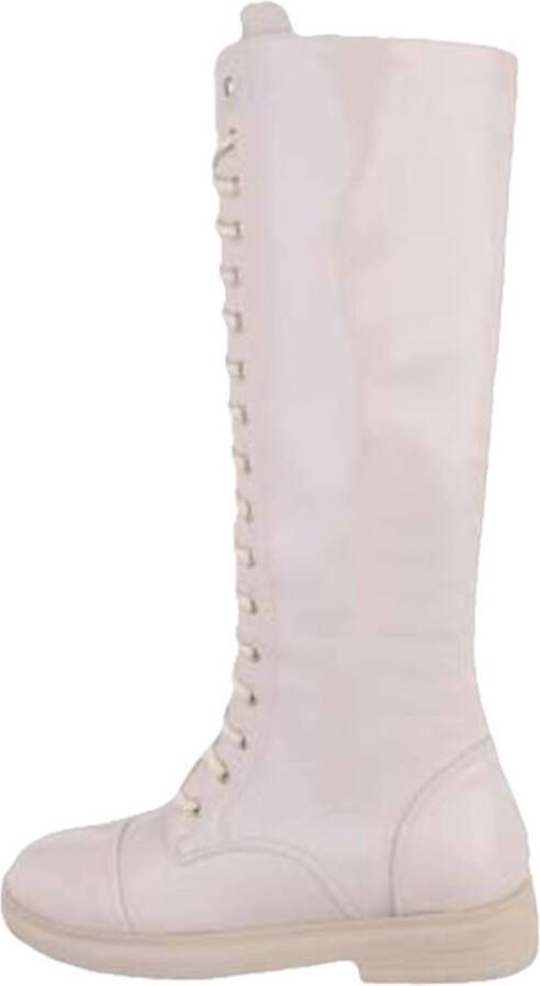 Dilena Fashion Hoge Veterboots lak beige