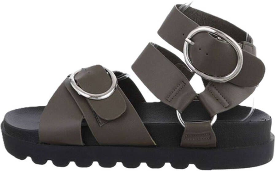 Dilena fashion sandalen faux leder donker olijf