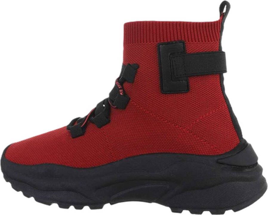 Dilena fashion sneakers soks hoog sport rood