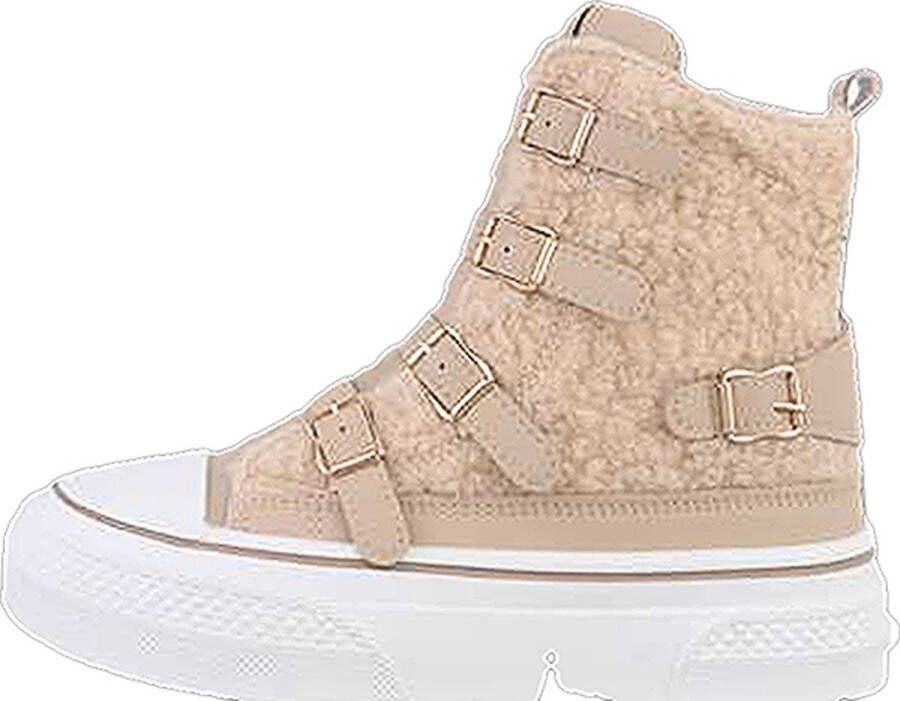 Dilena fashion teddy beige high sneakers