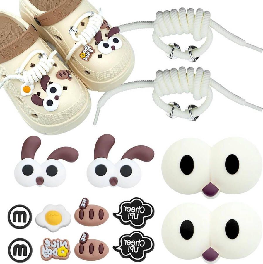 DIY 3D Big Eyes Shoe Charms for Clogs Cartoon Shoe Decoration for Kids Teenagers and Adults Set of Pieces