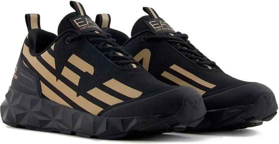 Emporio Ar i EA7 Zwarte Casual Textiel Sneakers met 4cm Rubberen Zool