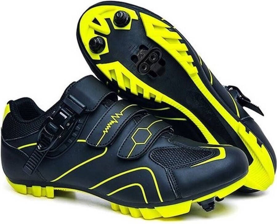 RAMBUX Fietsschoenen MTB Schoenen & Zwart Geel SPD Zool Wielrenschoenen Klikschoenen Mountainbike Racefiets - Foto 1