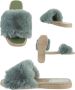 Givana Fluffy muiltjes- slippers groen - Thumbnail 2