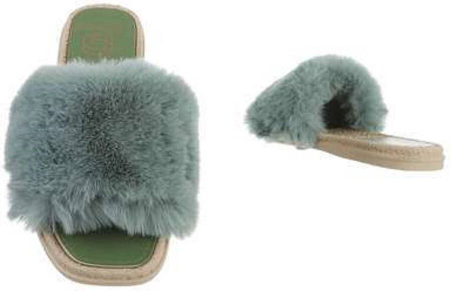 Givana Fluffy muiltjes- slippers groen