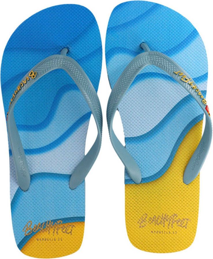 Heren Teenslippers merk BeachyFeet model Waverider Azul Amarillo