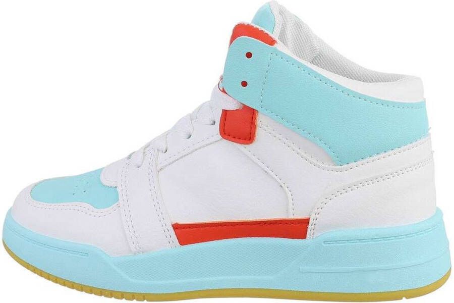 Hoge dames sneakers blauw rood