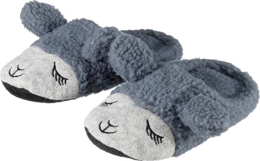 Kinder dieren pantoffels sloffen lama alpaca grijs slippers