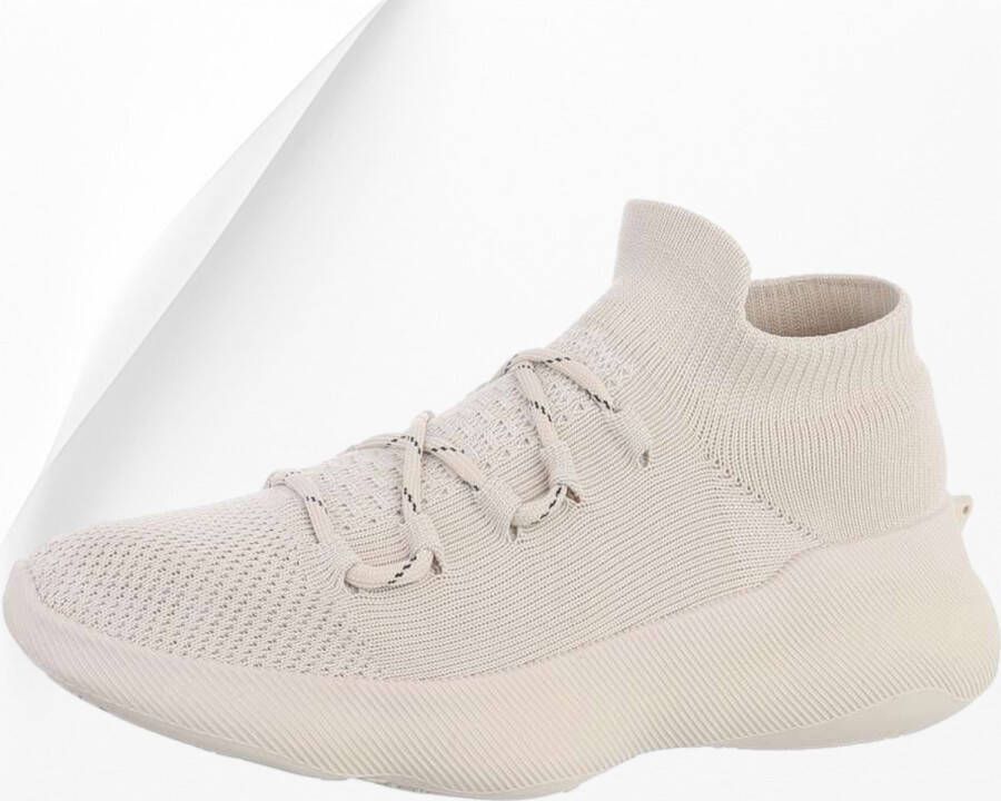 Kinder instap sneakers met sierveter beige 43 (valt als 42)