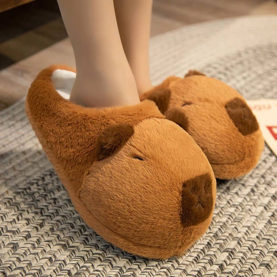 Leuke Cartoon Capybara Slippers Warme Pluche Antislip Thuis Slippers voor Winter Zachte Comfortabele Indoor Schoenen voor en (Vrije Grootte Geschikt voor 35-42)